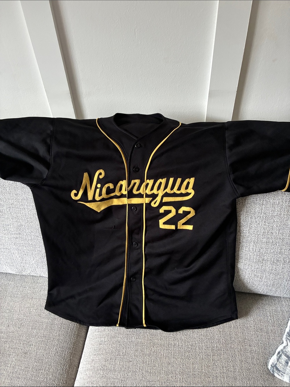 Nicaragua Kids' Baseball Jersey - Black & Gold